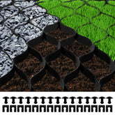 VEVOR Ground Grid rolled out on soil to form a stable patio base.