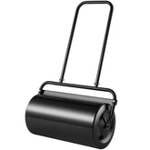 VEVOR lawn roller showing 13-gallon capacity for seed contact and moisture balance