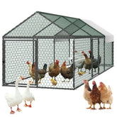 VEVOR metal chicken coop with run keeps 6–8 chickens spacious and comfortable.