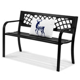 VEVOR outdoor bench front view showing the durable 46inch iron frame for outdoor spaces