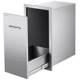 VEVOR outdoor trash drawer front view in brushed stainless steel for outdoor kitchens