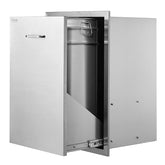 VEVOR outdoor trash drawer on a BBQ island showing large storage space for waste and tools