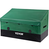 VEVOR outdoor storage box shows 230-gallon capacity for bulky gear organization.