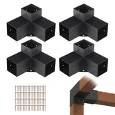 VEVOR pergola bracket kit with 3-way corners for sturdy 4x4 beams outdoors.