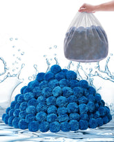 VEVOR pool filter balls blue polyester close-up for high filtration strength.