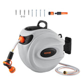 VEVOR retractable hose reel mounted on wall for easy watering