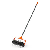 VEVOR rolling lawn aerator spikes in action for deep soil channels