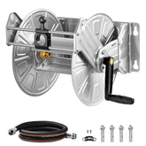 VEVOR stainless steel hose reel mounted on wall for tidy storage and quick access