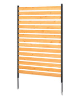 VEVOR wood privacy fence panel concealing an air conditioner unit in a tidy yard