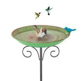 VEWOSTAR bird bath green stand; sturdy outdoor water source for visiting birds.