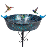 VEWOSTAR outdoor bird bath with stable stakes enhances bird visits in the garden.