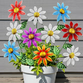 Vexercisehoop metal flower stakes brighten gardens with wind-swayed color.