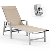 Vexwalx patio chaise lounge with wheels for easy poolside repositioning