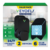 VEYOFLY fly trap indoors, front view, showcasing sleek design and gentle blue light for bedrooms.