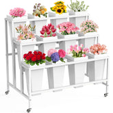 VGMiu flower display stand with 12 buckets, front view for organized bouquets