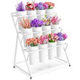 VGMiu flower display stand with 12 buckets demonstrating organized bloom presentation for events