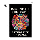 Vgrti Imagine All the People garden flag displays bold design to brighten outdoor spaces.