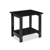 VICTORY RELAX Black Adirondack table with double storage for drinks and snacks outdoors.