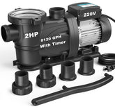 Vidapool pool pump front view showing compact design for easy backyard setup.