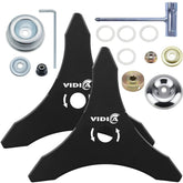 Vidica carbon steel blade, 10-inch, 3-teeth design for efficient weed cutting.