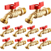 VIHOSE outdoor brass hose bib red for garden watering and quick shut-off
