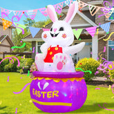 VIKIMORA Easter Bunny Inflatable 5ft lights up your yard for festive outdoor fun.