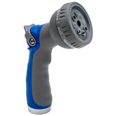 VIKING hose nozzle showing eight spray patterns for versatile outdoor cleaning.