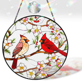 Vinatimes cardinal suncatcher in stained glass brightens windows with colorful sunlight