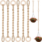 Vincreem macrame hanger extender with wooden ring demonstrates connectable versatility for plant displays.
