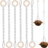 Vincreem macrame hanger extender close-up with wooden ring for sturdy plant support.