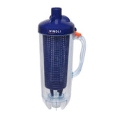 VINGLI leaf trap canister in blue, front view showing sturdy debris capture for pool vacuums
