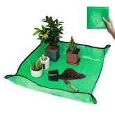 VinYankee repotting mat laid flat, 26.8x26.8 inches, keeps soil tidy during transplanting tasks.
