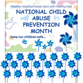 VioraWhite blue reflective pinwheels 120-pack for awareness and decor.