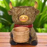 ViQuHaT Highland Cow Planter with dual pots for indoor greenery and cute decor.
