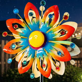VISFLAIR solar wind spinner outdoor garden decor with color-changing LED glow