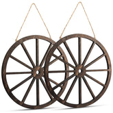 Vituney two-pack wagon wheels wall decor showing rustic charm on a wall