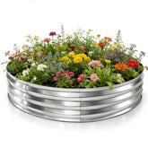 Vivagarden 5FT galvanized round bed during assembly for easy setup and durability
