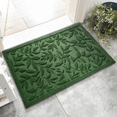 VivaNest Green Leaves door mat closeup showing durable texture for high-traffic entrances.