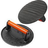 Vivicreate 7inch burger smasher on grill for even cooking and crisp edges.