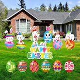 Vividsphere 13pcs Easter yard signs with bunnies for durable outdoor decorating.