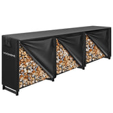 Vivohome 12ft firewood rack with cover keeps wood organized outdoors.