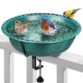VIVOHOME deck-mounted bird bath with green bowl for year-round outdoor bathing