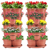 VIVOSUN 2-pack 5-tier vertical planter stacked for compact strawberries and herbs, saving space.