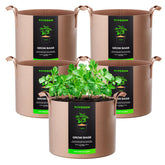 VIVOSUN 5-pack 1-gallon grow bags with durable strap handles for easy lifting and transport.