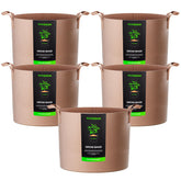 VIVOSUN 5-pack 30 gallon grow bags with sturdy handles for easy lifting.