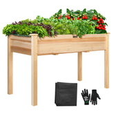 VIVOSUN elevated wooden raised garden bed exterior with sturdy fir wood for outdoors.