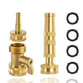 Vneirshah brass hose nozzle set with shut-off valve for secure garden connections.