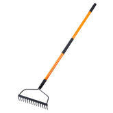 VNIMTI garden rake with 14 tines for efficient soil loosening and debris cleanup