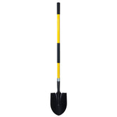 VNIMTI heavy-duty shovel with 56-inch round blade and yellow fiberglass handle, ideal for deep digging.