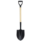 VNIMTI round shovel head with wooden handle for easy soil digging.